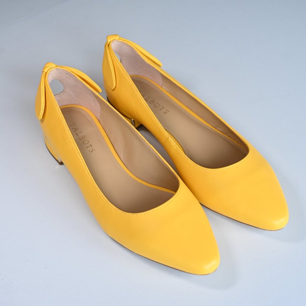 Talbots Yellow Edison Back Keyhole Flats (Nappa Leather) with Bow
